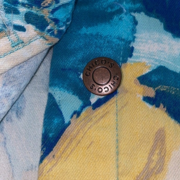 Chicos Jean Jacket -floral 3/4 length sleeves - Picture 4 of 7